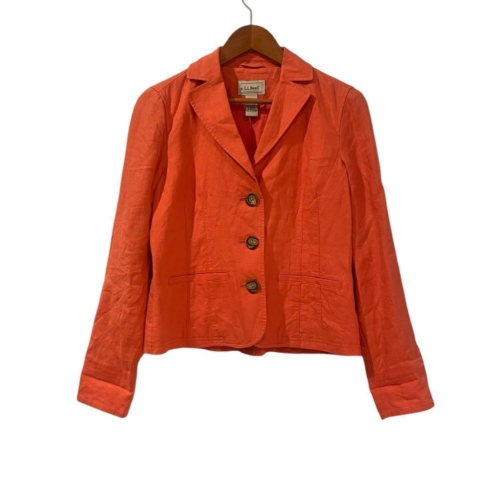 L.L. Bean light pink/ salmon 100%‎ linen blazer